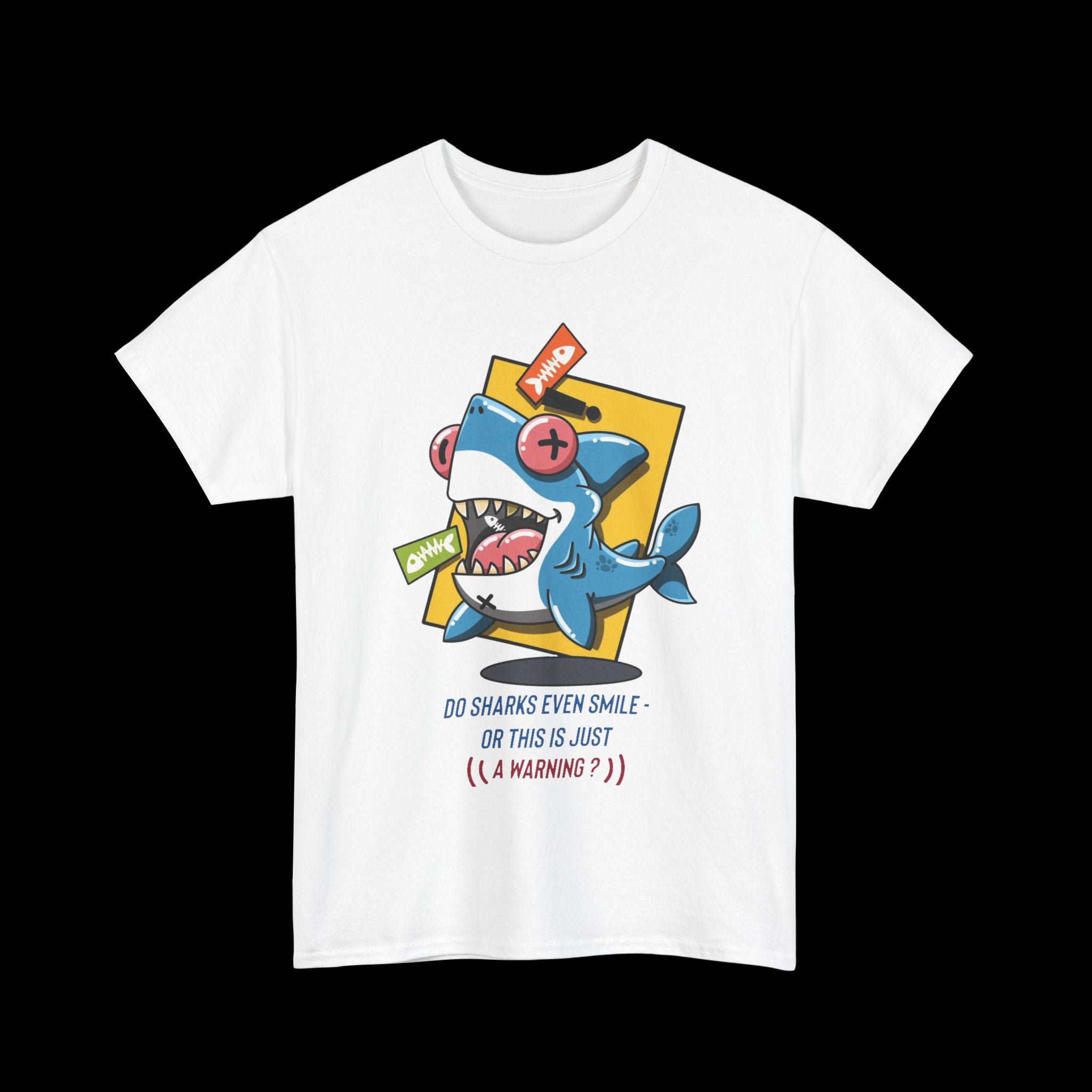 Shark Smile Tee — Cute Cartoon Shark 'Do Sharks Even Smile...' Graphic T-Shirt