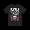 Humble Icon Statue Graphic Tee — Retro Flames & Checkerback Streetwear